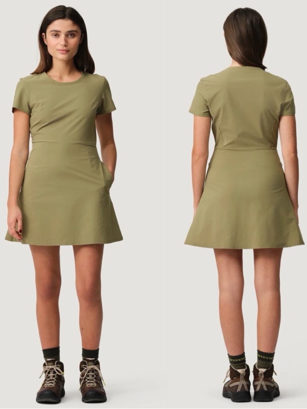 Hikerkind Ultra Light Trail Dress In Laurel Green